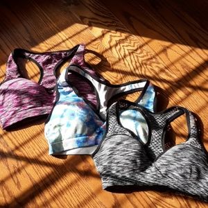 3 PINK push up sports bras